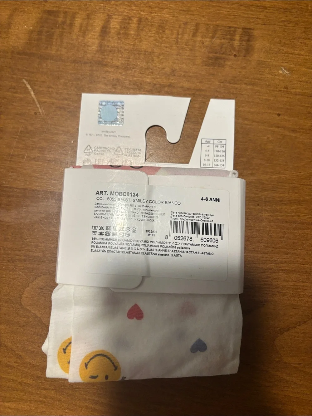 Calzedonia Kids White Smiley Tights with Colorful Prints
